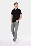 Regular Fit Polo Yaka Düz Erkek Siyah Kısa Kol Tişört