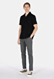 Regular Fit Shirt Neck Düz Erkek Siyah Kısa Kol Gömlek