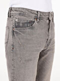 042 John Slim Straight Fit Jean Gri Erkek Pantolon