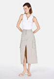 Maxi Length Düz Fermuarlı Kadın Taş Etek Cl1073052