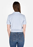 Slim Fit Polo Yaka Düz Kadın Mavi Kısa Kol Tişört Cl1073179