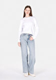 970 Berry Regular Fit Yüksel Bel Geniş Paça Kadın Mavi Jean Pantolon Cl1073220