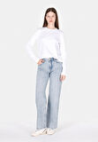 970 Berry Regular Fit Yüksel Bel Geniş Paça Kadın Mavi Jean Pantolon Cl1073220