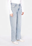 970 Berry Regular Fit Yüksel Bel Geniş Paça Kadın Mavi Jean Pantolon Cl1073220