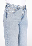 970 Berry Regular Fit Yüksel Bel Geniş Paça Kadın Mavi Jean Pantolon Cl1073220