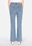 791 Monıca Regular Fit Orta Bel Geniş Paça Kadın Yeşil Jean Pantolon Cl1073222