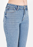 791 Monıca Regular Fit Orta Bel Geniş Paça Kadın Yeşil Jean Pantolon Cl1073222