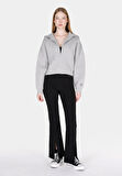 Regular Fit Kapüşonlu Düz Kadın Gri Sweatshirt