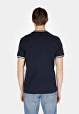 Regular Fit Yuvarlak Yaka Jakarlı Erkek Lacivert Kısa Kol Tişört