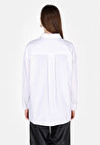 Regular Fit Shirt Neck Düz Kadın Beyaz Uzun Kol Gömlek Cl1073373