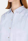 Regular Fit Shirt Neck Düz Kadın Mavi Uzun Kol Gömlek Cl1073407