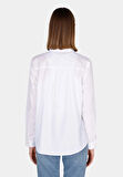 Regular Fit Shirt Neck Düz Kadın Beyaz Uzun Kol Gömlek Cl1073407