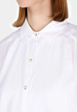 Regular Fit Shirt Neck Düz Kadın Beyaz Uzun Kol Gömlek Cl1073407