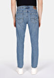 Regular Fit Orta Bel Daralan Paça Erkek Mavi Jean Pantolon