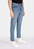 Regular Fit Orta Bel Daralan Paça Erkek Mavi Jean Pantolon