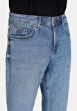 Regular Fit Orta Bel Daralan Paça Erkek Mavi Jean Pantolon
