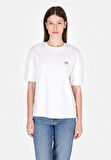 Regular Fit Yuvarlak Yaka Nakışlı Kadın Beyaz Kısa Kol Tişört Cl1073463
