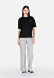 Regular Fit Yuvarlak Yaka Nakışlı Kadın Siyah Kısa Kol Tişört Cl1073465