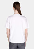Regular Fit Yuvarlak Yaka Baskılı Kadın Beyaz Kısa Kol Tişört Cl1073470