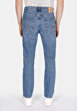 Slim Straight Fit Orta Bel Düz Paça Erkek Mavi Jean Pantolon
