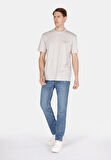 Slim Straight Fit Orta Bel Düz Paça Erkek Mavi Jean Pantolon