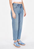 Straight Fit   Kadın İndigo Jean Pantolon