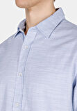 Regular Fit Shirt Neck Düz Erkek Mavi Uzun Kol Gömlek Cl1073563