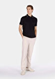 Regular Fit Polo Yaka Jakarlı Erkek Siyah Kısa Kol Tişört