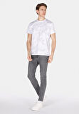 Regular Fit Yuvarlak Yaka Baskılı Erkek Beyaz Kısa Kol Tişört Cl1073601