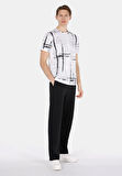 Regular Fit Yuvarlak Yaka Baskılı Erkek Beyaz Kısa Kol Tişört Cl1073603