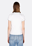 Slim Fit Polo Yaka Düz Kadın Beyaz Kısa Kol Tişört Cl1073698