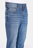 Straight Fit Düşük Bel Düz Paça Erkek Yeşil Jean Pantolon