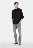 Regular Fit Shirt Neck Düz Erkek Siyah Uzun Kol Gömlek Cl1073761