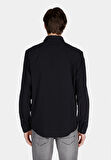 Regular Fit Shirt Neck Düz Erkek Siyah Uzun Kol Gömlek Cl1073761