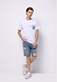 Regular Fit Orta Bel Düz Erkek Denim Jean Şort