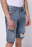 Regular Fit Orta Bel Düz Erkek Denim Jean Şort