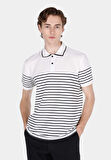 Regular Fit Polo Yaka Jakarlı Erkek Beyaz Kısa Kol Tişört Cl1073824
