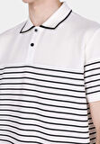 Regular Fit Polo Yaka Jakarlı Erkek Beyaz Kısa Kol Tişört Cl1073824