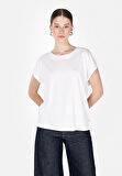 Regular Fit Yuvarlak Yaka Düz Kadın Beyaz Kısa Kol Tişört Cl1073833