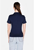 Slim Fit Polo Yaka Düz Kadın Lacivert Kısa Kol Tişört Cl1073834