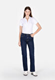 Slim Fit Polo Yaka Düz Kadın Beyaz Kısa Kol Tişört Cl1073834