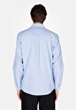 Regular Fit Shirt Neck Düz Erkek Mavi Uzun Kol Gömlek Cl1073845