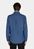 Regular Fit Shirt Neck Düz Erkek Lacivert Uzun Kol Gömlek Cl1073845