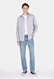 Regular Fit Shirt Neck Düz Erkek Taş Uzun Kol Gömlek Cl1073846