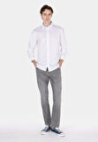 Regular Fit Shirt Neck Düz Erkek Beyaz Uzun Kol Gömlek Cl1073846