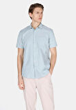 Regular Fit Shirt Neck Düz Erkek Yeşil Kısa Kol Gömlek Cl1073847