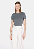 Slim Fit   Kadın Antrasit Kısa Kol Tişört Cl1073924