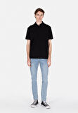 Comfort Fit Polo Yaka Düz Erkek Siyah Kısa Kol Tişört Cl1073959