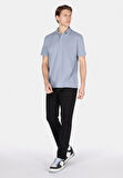 Comfort Fit Polo Yaka Düz Erkek Mavi Kısa Kol Tişört Cl1073959