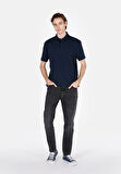 Comfort Fit Polo Yaka Düz Erkek Lacivert Kısa Kol Tişört Cl1073959